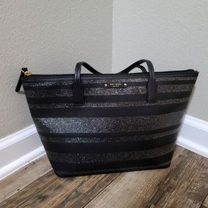 Kate Spade Black Handbag with Black Stripes